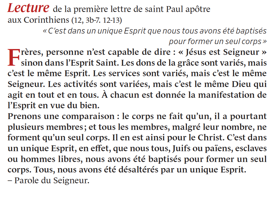 Lettre De Saint Paul Apotre Aux Corinthiens 12 31-13